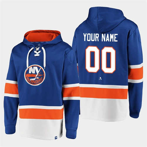 New York Islanders Active Player Custom Royal Ageless Must-Have Lace-Up Pullover Hoodie